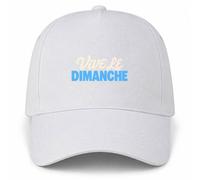 Planetee Casquette Blanche Vive Le Dimanche | 5 Panneaux Polyester Recyclé 210 g/m² Taille Unique Réglable | Boucle Métal Œillets Brodés | Cadeau Anniversaire Noël