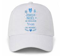 Planetee Casquette Blanche Yvon | 5 Panneaux Polyester Recyclé 210 g/m² Taille Unique Réglable | Boucle Métal Œillets Brodés | Cadeau Prénom Anniversaire Noël