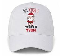 Planetee Casquette Blanche Yvon | 5 Panneaux Polyester Recyclé 210 g/m² Taille Unique Réglable | Boucle Métal Œillets Brodés | Cadeau Prénom Anniversaire Noël