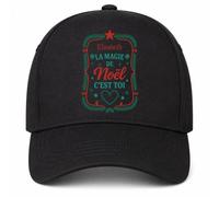 Planetee Casquette Noire Elisabeth | 5 Panneaux Polyester Recyclé 210 g/m² Taille Unique Réglable | Boucle Métal Œillets Brodés | Cadeau Prénom Anniversaire Noël