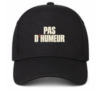 Planetee Casquette Noire Pas d'Humeur Casquette Noire | 5 Panneaux Polyester Recyclé 210 g/m² Taille Unique Réglable | Boucle Métal Œillets Brodés | Cadeau Anniversaire Noël