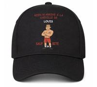 Planetee Casquette Noire Rien n'arrive à la Cheville de Louis sauf sa Bite | 5 Panneaux Polyester Recyclé 210 g/m² Taille Unique Réglable | Boucle Métal Œillets Brodés | Cadeau Anniversaire Noël
