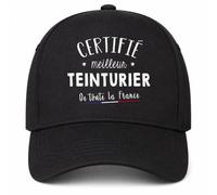 Planetee Casquette Noire Teinturier Casquette Noire | 5 Panneaux Polyester Recyclé 210 g/m² Taille Unique Réglable | Boucle Métal Œillets Brodés | Cadeau Anniversaire Noël