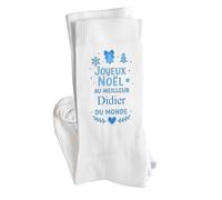 Planetee Chaussette Joyeux noël au meilleur Didier Taille 36-40 - Cadeau Fantaisie Secret Santa Collègue Drôle Anniversaire Noël Humour