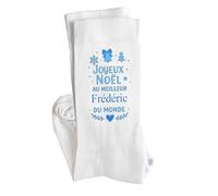Planetee Chaussette Joyeux noël au meilleur Frédéric Taille 41-45 - Cadeau Fantaisie Secret Santa Collègue Drôle Anniversaire Noël Humour