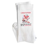 Planetee Chaussettes Christopher Maître du feu et de la Chipolata Taille 41-45 | Cadeau Original pour Hommes Fantaisie Insolites Anniversaire Beauf Noël Humour