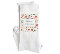 Planetee Chaussettes Femme Coton Météorologue exceptionnelle motif fleurs 41-45 Chaussettes Blanches Confort Quotidien Cadeau Femme Anniversaire Noël