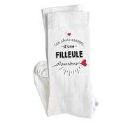 Planetee Chaussettes Filleule d'amour Taille 36-40 - Femme Drôles et Insolites - Cadeau Original et Humour - Anniversaire, Noël, Fête des Mères