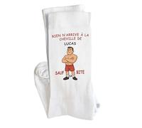 Planetee Chaussettes Lucas Rien n'arrive à la cheville sauf... Taille 41-45 | Cadeau Original pour Hommes Fantaisie Insolites Anniversaire Beauf Noël Humour