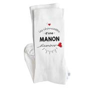 Planetee Chaussettes Manon d'amour Taille 36-40 - Femme Drôles et Insolites - Cadeau Original et Humour - Anniversaire, Noël, Fête des Mères