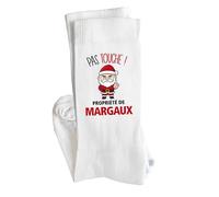 Planetee Chaussettes Margaux Pas Touche Père Noël Taille 36-40 - Cadeau Fantaisie Secret Santa Collègue Drôle Anniversaire Noël Humour