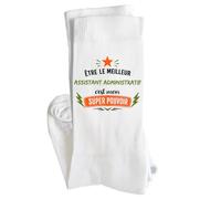 Planetee Chaussettes Meilleur Assistant administratif Super pouvoir Taille 41-45 Cadeau Humour Noël