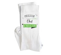 Planetee Chaussettes Meilleur Chef de tous les temps Taille 41-45 | Cadeau Fantaisie Original Drôle Anniversaire Noël Humour