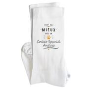 Planetee Chaussettes Mieux avec un Cocker Spaniel Anglais Taille 41-45 Cadeau Humour Noël