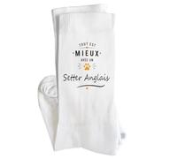 Planetee Chaussettes Mieux avec un Setter Anglais Taille 41-45 Cadeau Humour Noël