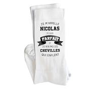 Planetee Chaussettes Nicolas Parfait Taille 41-45 | Cadeau Original pour Hommes Anniversaire Noël Humour
