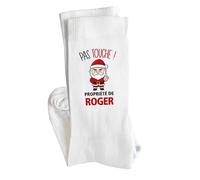 Planetee Chaussettes Roger Pas Touche Père Noël Taille 41-45 - Cadeau Fantaisie Secret Santa Collègue Drôle Anniversaire Noël Humour