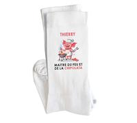 Planetee Chaussettes Thierry Maître du feu et de la Chipolata Taille 41-45 | Cadeau Original pour Hommes Fantaisie Insolites Anniversaire Beauf Noël Humour