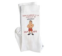 Planetee Chaussettes Vincent Rien n'arrive à la cheville sauf... Taille 41-45 | Cadeau Original pour Hommes Fantaisie Insolites Anniversaire Beauf Noël Humour