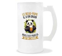 Planetee Chope Beau-Papa Panda Grain | Idée Verre à bière Pinte Cadeau Apéro Noël Secret Santa Fête des Pères Anniversaire Humour