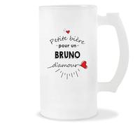 Planetee Chope Bruno Petite bière d'amour | Idée Verre à bière Pinte Anniversaire Cadeau Apéro Noël Secret Santa Fête des Pères Humour