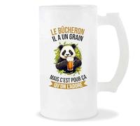 Planetee Chope Bûcheron Panda Grain | Idée Verre à bière Pinte Cadeau Apéro Noël Secret Santa Travail Boulot Retraite Anniversaire Humour