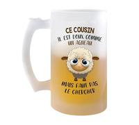Planetee Chope Ce Cousin Doux comme un Agneau | Verre à bière Pinte Famille Prénom Cadeau Anniversaire Noël Humour