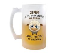 Planetee Chope Ce Pépé Doux comme un Agneau | Verre à bière Pinte Fête des Grands-Pères Prénom Cadeau Anniversaire Noël Humour