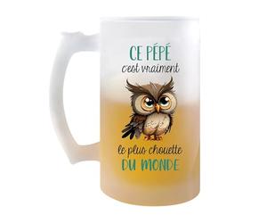 Planetee Chope Ce Pépé Le plus Chouette | Verre à bière Pinte Fête des Grands-Pères Prénom Cadeau Anniversaire Noël Humour