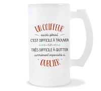 Planetee Chope Coiffeur aussi génial | Idée Verre à bière Pinte Cadeau Apéro Noël Secret Santa Travail Boulot Retraite Anniversaire Humour
