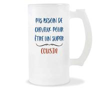 Planetee Chope Cousin Pas Besoin de Cheveux | Idée Verre à bière Pinte Cadeau Apéro Noël Secret Santa Saint Valentin Anniversaire Humour