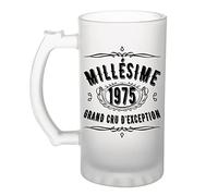 Planetee Chope de bière 1975 anniversaire 50 ans | Verre à bière Pinte idée cadeau original | Imprimé en France