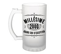 Planetee Chope de bière 2000 anniversaire 25 ans | Verre à bière Pinte idée cadeau original | Imprimé en France