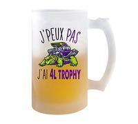 Planetee Chope de bière 4L Trophy j'peux pas | Verre à bière pinte Cadeau humour alcool original | Imprimé en France
