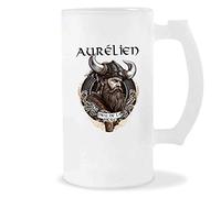 Planetee Chope de Bière Aurélien Design Viking | Verre à bière pinte Cadeau Apéro Humour alcool pour amateur de bière