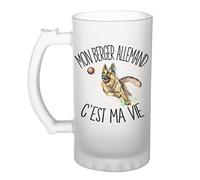 Planetee Chope de bière Berger allemand c'est la vie Chien | Verre à Bière Pinte humour alcool idée cadeau fête des pères anniversaire