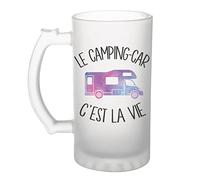 Planetee Chope de bière Camping car c'est la vie Camping-cariste | Verre à Bière Pinte humour alcool idée cadeau fête des pères anniversaire