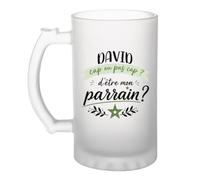 Planetee Chope de bière David cap d'être mon parrain Cadeau Annonce Grossesse