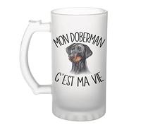 Planetee Chope de bière Doberman c'est la vie Chien | Verre à Bière Pinte humour alcool idée cadeau fête des pères anniversaire