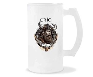 Planetee Chope de Bière Eric Design Viking | Verre à bière pinte Cadeau Apéro Humour alcool pour amateur de bière