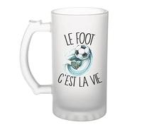 Planetee Chope de bière Foot c'est la vie Football | Verre à Bière Pinte humour alcool idée cadeau fête des pères anniversaire