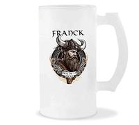 Planetee Chope de Bière Franck Design Viking | Verre à bière pinte Cadeau Apéro Humour alcool pour amateur de bière
