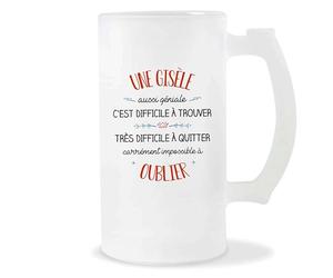 Planetee Chope de Bière Gisèle aussi géniale | Idée Verre à bière Pinte Anniversaire Cadeau Apéro Noël Secret Santa Fête des Mères Humour