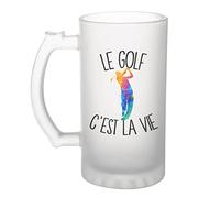 Planetee Chope de bière Golf c'est la vie Golfeur et Golfeuse | Verre à Bière Pinte humour alcool idée cadeau fête des pères anniversaire