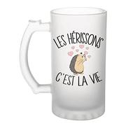 Planetee Chope de bière Hérisson c'est la vie | Verre à Bière Pinte humour alcool idée cadeau fête des pères anniversaire