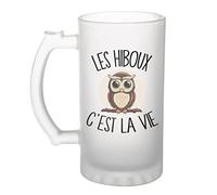 Planetee Chope de bière Hibou c'est la vie | Verre à Bière Pinte humour alcool idée cadeau fête des pères anniversaire