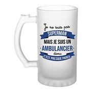 Planetee Chope de bière Je ne suis pas Superhéros, je suis Ambulancier | Verre à bière Pinte idée cadeau fête des pères anniversaire