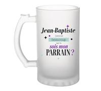Planetee Chope de bière Jean-Baptiste sois mon parrain Cadeau Annonce Grossesse