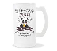 Planetee Chope de bière l'alcool c'est pas cool panda | Verre pinte de bière idée cadeau personnalisé drôle et original pour collègue de travail famille et amis