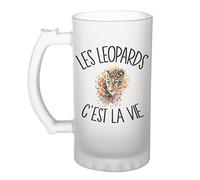 Planetee Chope de bière Léopard c'est la vie | Verre à Bière Pinte humour alcool idée cadeau fête des pères anniversaire